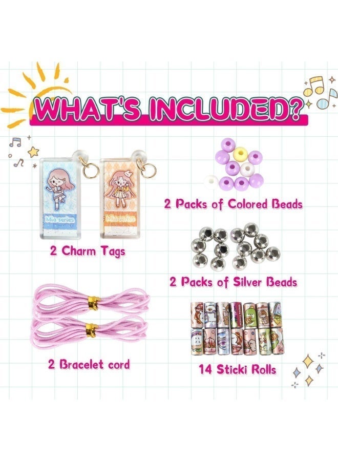 OSHIMA Sticky Rolls Bracelet, Sticky Rolls Bracelet Kit with 140 English Boxed Stickers, Wearable and Shareable Stickers, Sticker Roll of Share Unique Designs for Kids to Explore - Image 2